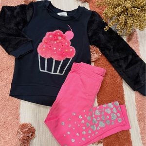 3T Girls Cupcake Sweatshirt Legging Set